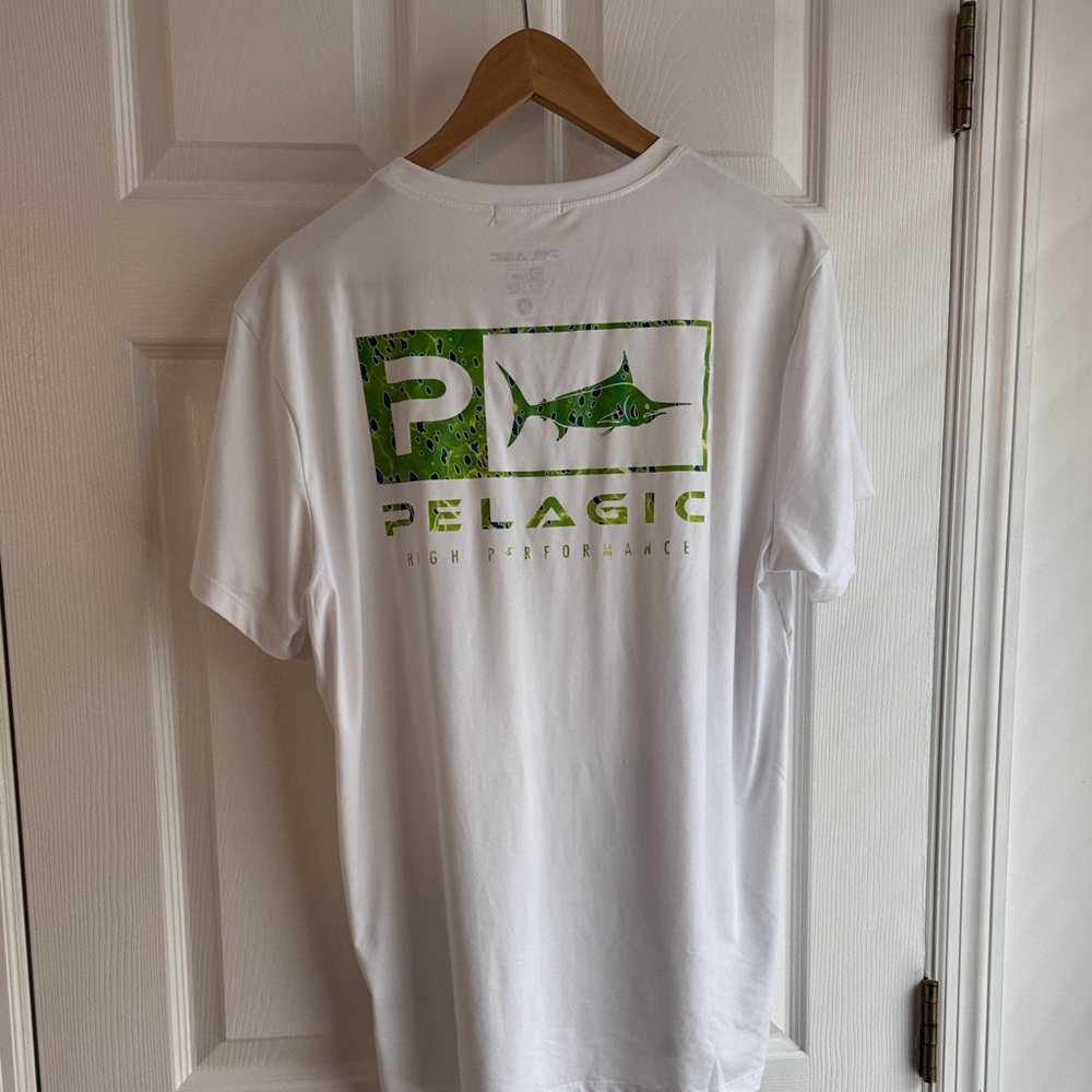 Pelagic White Tee with Green Graphic